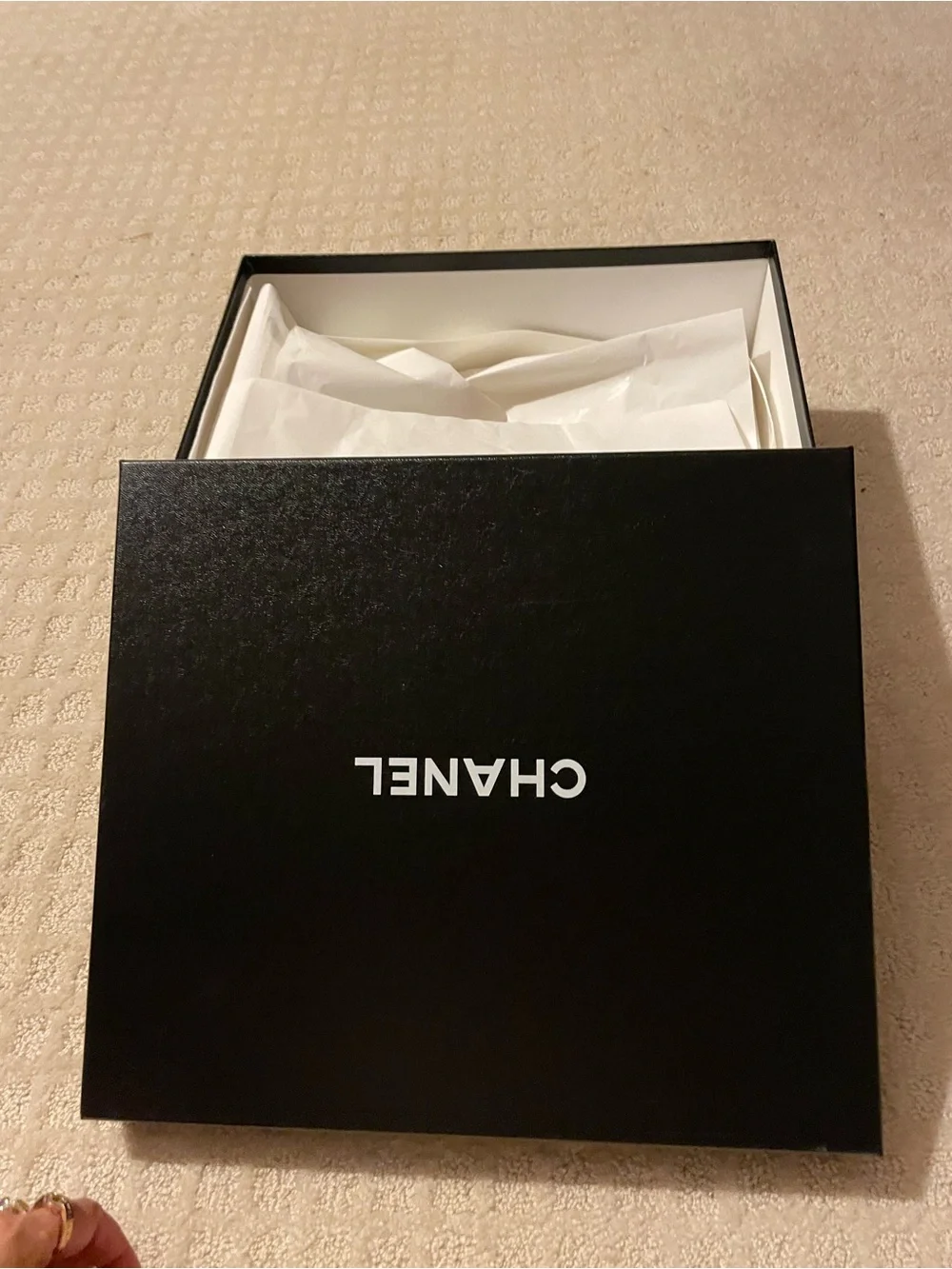 CHANEL large Black Box with White Label